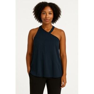 Banana Republic Heritage Top Womens 6 Asymmetrical Satin Halter Tank Green